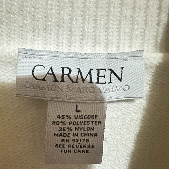 Carmen Marc Valvo Ivory White Sleeveless Turtleneck Stretch Sweater Size L - Picture 9 of 10